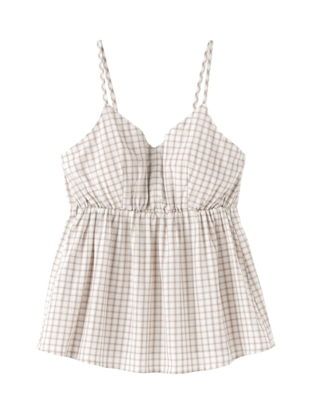 Muji Women's Cotton Dobby Weave Check Bra Camisole Size M